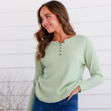 Dreamhouse Shona Waffle Top - Sage from My Sister Elle Clothing