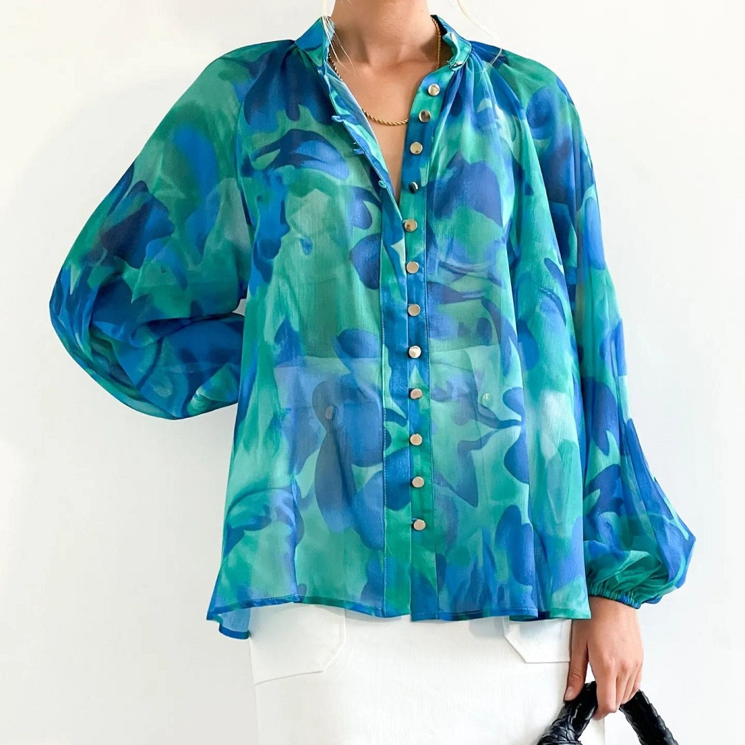 Passion Fusion Eloise Blouse - Blue from My Sister Elle Clothing