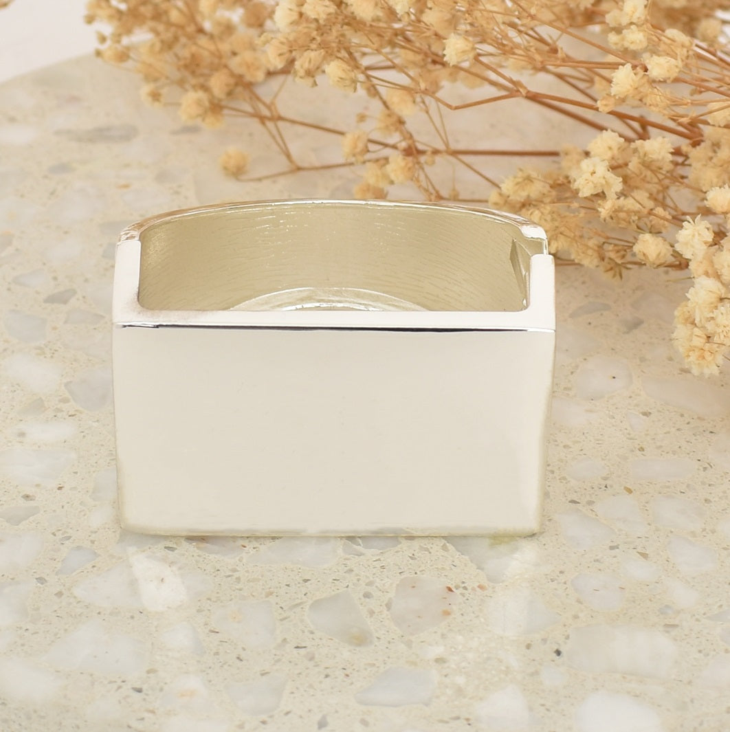 Adorne Hinged Geo Statement Bangle - Silver from My Sister Elle Clothing